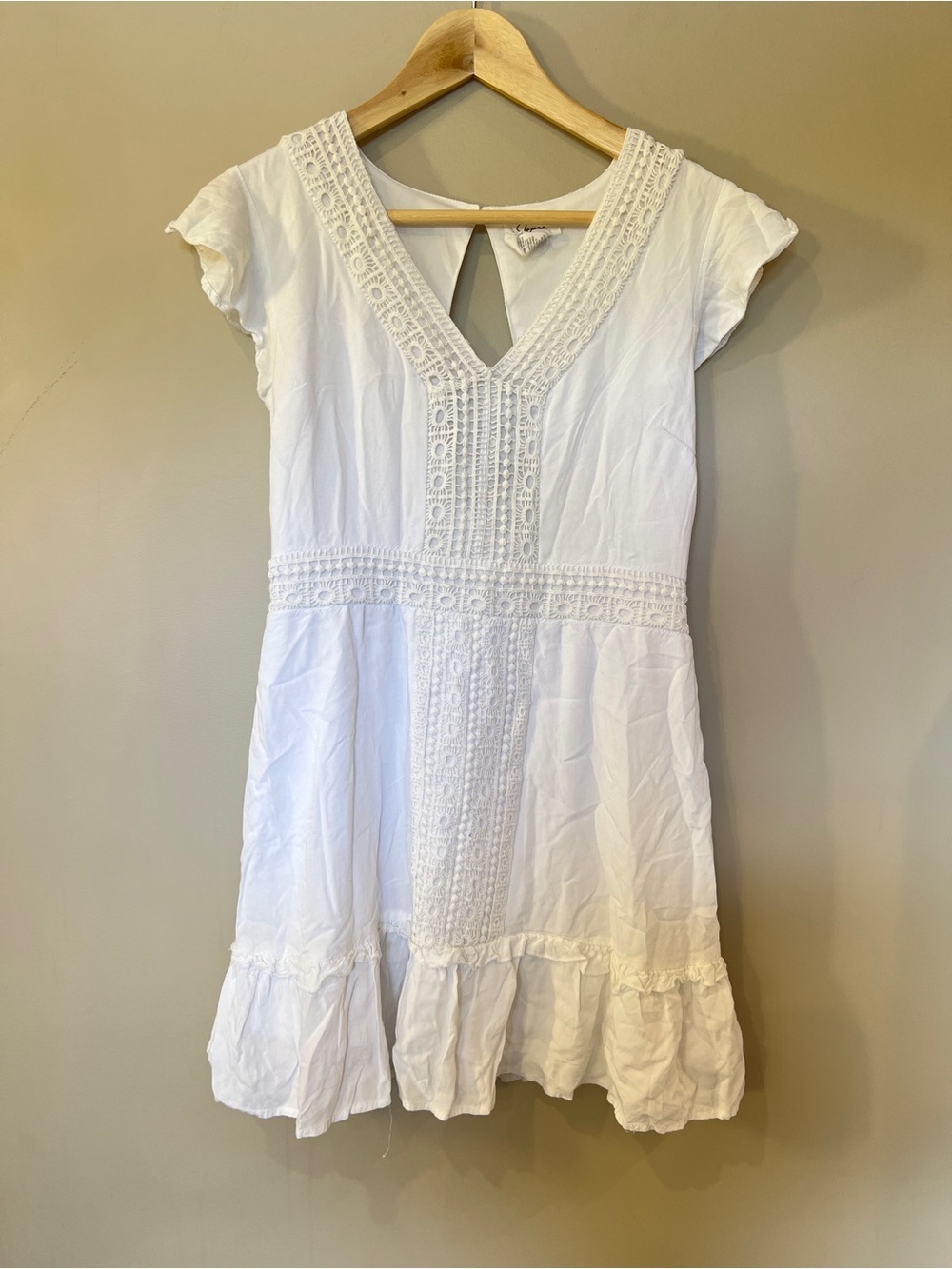 Joie White Lace Trim Mini Dress Boho Cottagecore Size Large - Picture 3 of 7